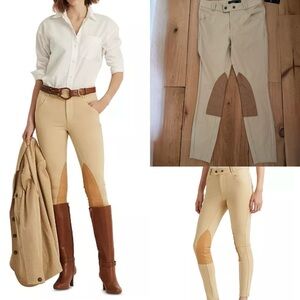 NWT Lauren Ralph Lauren ponte riding pants vegan leather patch petite m
